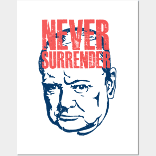 Winston Churchill - Never Surrender Quote Posters and Art